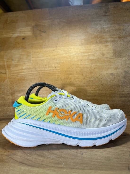 Hoka One One Shoes - Hoka One One Bondi X Womens Size 8.5 Running Shoes Sneakers White Yellow Blue